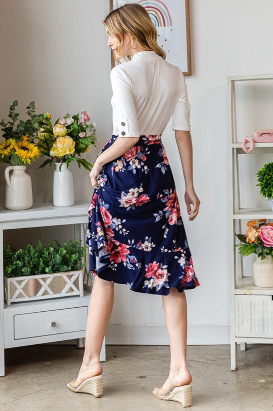 Reborn J Floral Wrap Ruffled Skirt - Trendsi