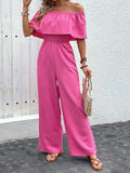Off-Shoulder Wide Leg Jumpsuit - Trendsi
