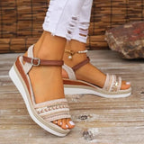 Open Toe Platform Wedge Sandals - Trendsi