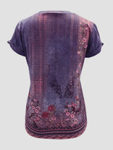 Printed Round Neck Short Sleeve T-Shirt - Trendsi - Flyclothing LLC