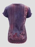 Printed Round Neck Short Sleeve T-Shirt - Trendsi - Flyclothing LLC