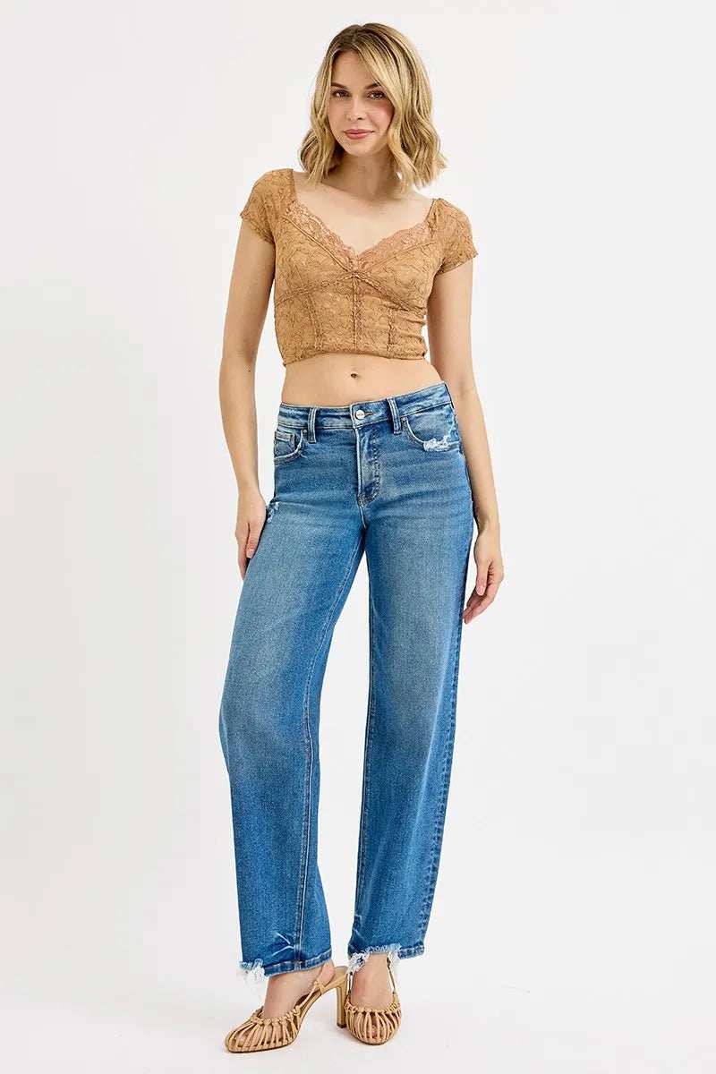 RISEN Full Size Mid Rise Baggy Jeans Plus Size - Trendsi - Flyclothing LLC