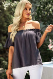 Off-Shoulder Short Sleeve Blouse - Trendsi - Flyclothing LLC