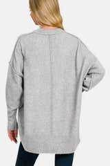 Zenana High-Low Hem Drop Shoulder Sweater - Trendsi - Flyclothing LLC