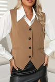 Pocketed Button Up Vest - Trendsi - Flyclothing LLC