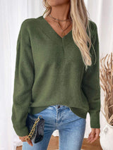 Perfee Twisted V-Neck Long Sleeve Sweatshirt - Trendsi - Flyclothing LLC