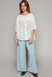POL Round Neck Short Sleeve Lace Top - Trendsi
