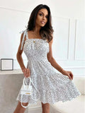 Polka Dot Square Neck Mini Cami Dress - Trendsi - Flyclothing LLC