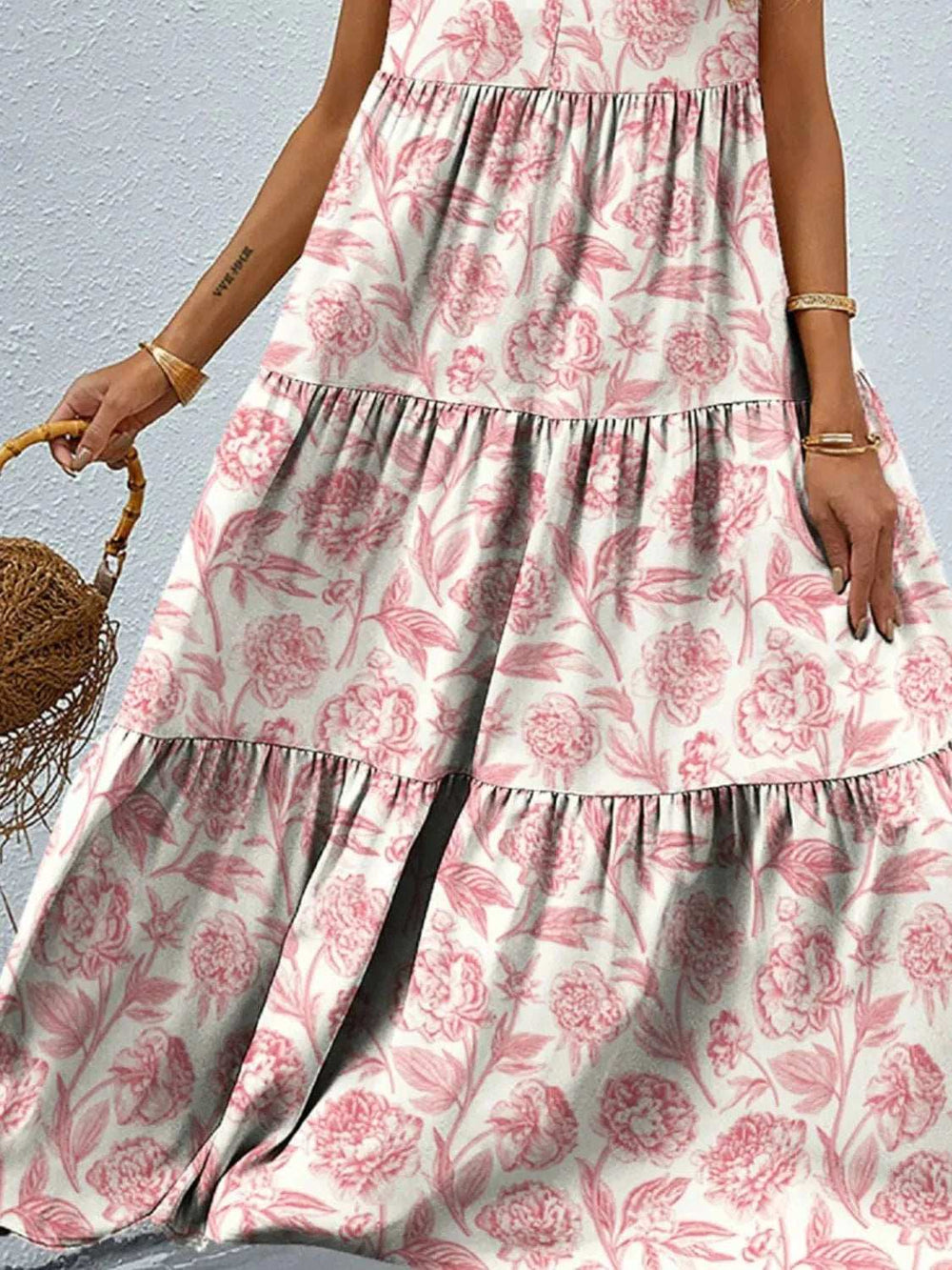 Floral Tiered Maxi Tank Dress - Trendsi - Flyclothing LLC