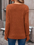Decorative Button V-Neck Long Sleeve T-Shirt - Trendsi - Flyclothing LLC