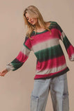 BiBi Striped Gradation Print Knit Top - Trendsi - Flyclothing LLC