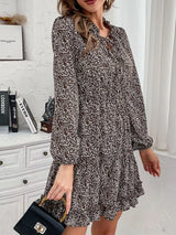 Ruffle Hem Tie Neck Mini Dress - Trendsi - Flyclothing LLC