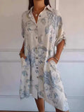 Full Size Floral Print Button-Up Shirt Dress Plus Size - Trendsi - Flyclothing LLC