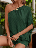 Single Shoulder Half Sleeve Romper - Trendsi