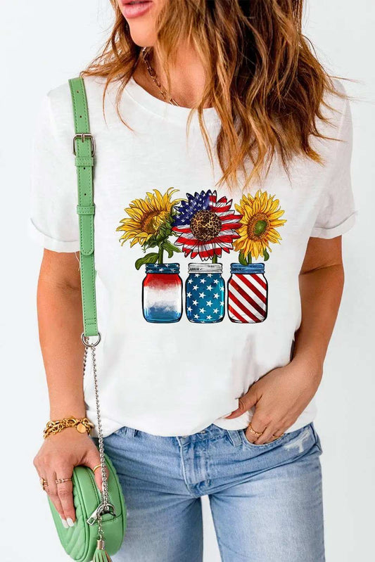 Graphic Round Neck Short Sleeve T-Shirt - Trendsi - Flyclothing LLC