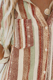 Striped Collared Neck Long Sleeve Shirt - Trendsi