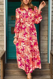 Printed Collared Neck Long Sleeve Dress - Trendsi - Flyclothing LLC