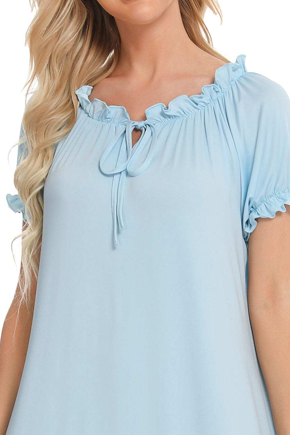 Lace Detail Short Sleeve Lounge Dress - Trendsi - Flyclothing LLC