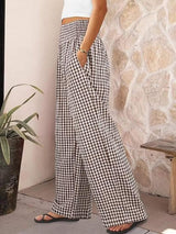 Gingham Wide-Leg Pants - Trendsi - Flyclothing LLC