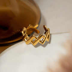 Stainless Steel Cutout Open Ring Trendsi