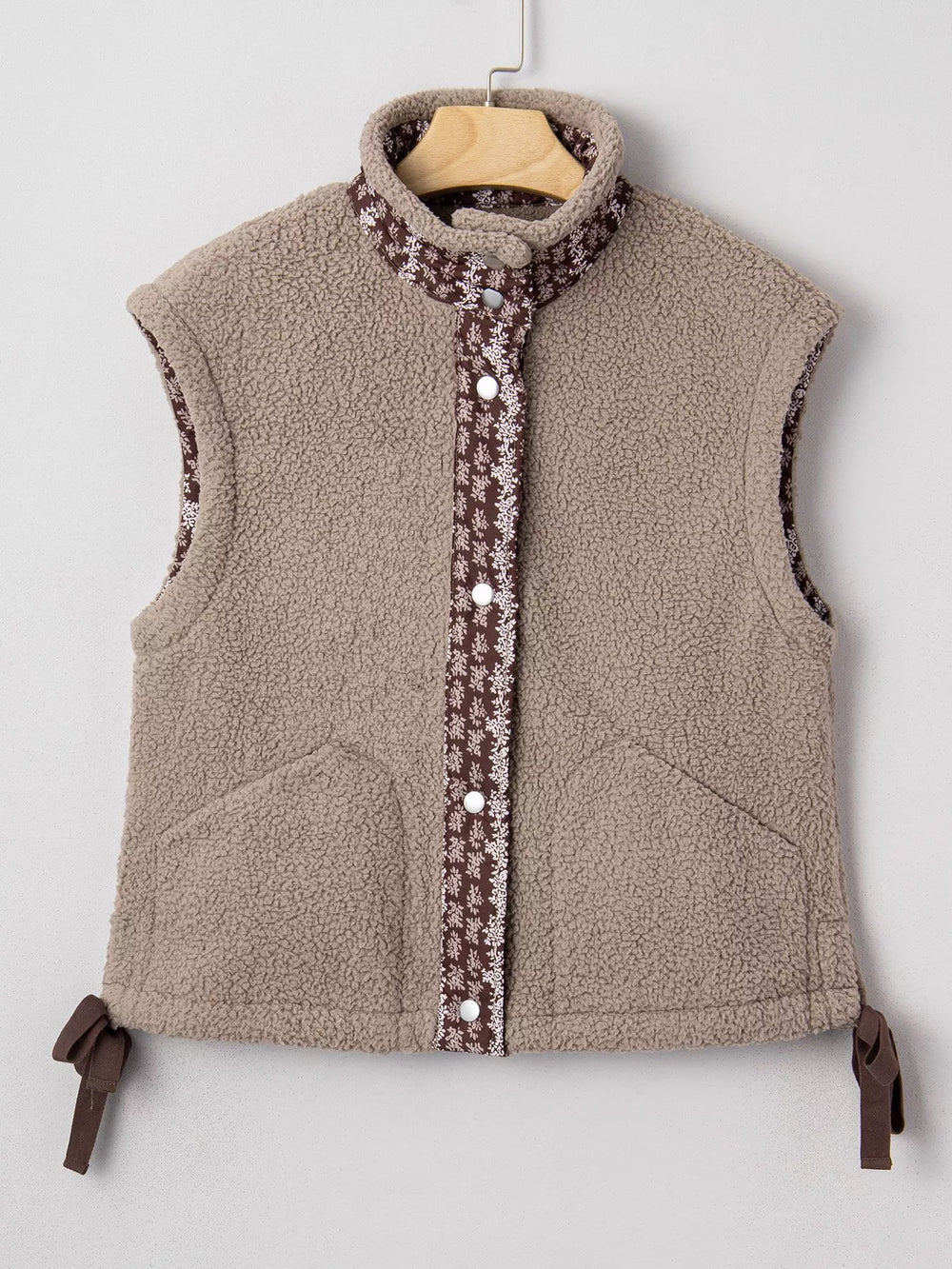 Side Bows Sherpa Fleece Vest - Trendsi - Flyclothing LLC