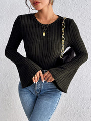Round Neck Flare Sleeve T-Shirt - Trendsi