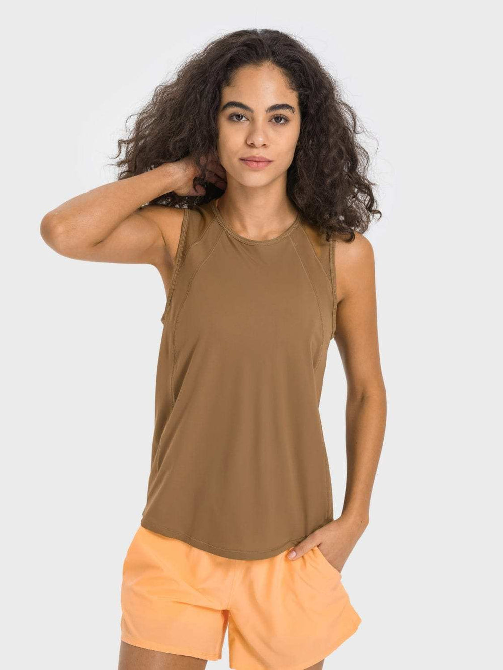 Millennia Cutout Back Round Neck Active Tank - Trendsi - Flyclothing LLC