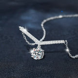 1 Carat Moissanite 925 Sterling Silver Necklace - Trendsi - Flyclothing LLC