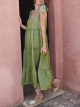 Tiered Frill V-Neck Sleeveless Dress - Trendsi - Flyclothing LLC