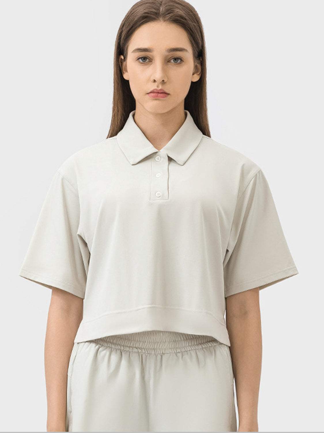 Half Button Short Sleeve Active T-Shirt - Trendsi - Flyclothing LLC