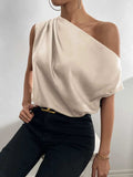 Ruched Single Shoulder Blouse - Trendsi - Flyclothing LLC