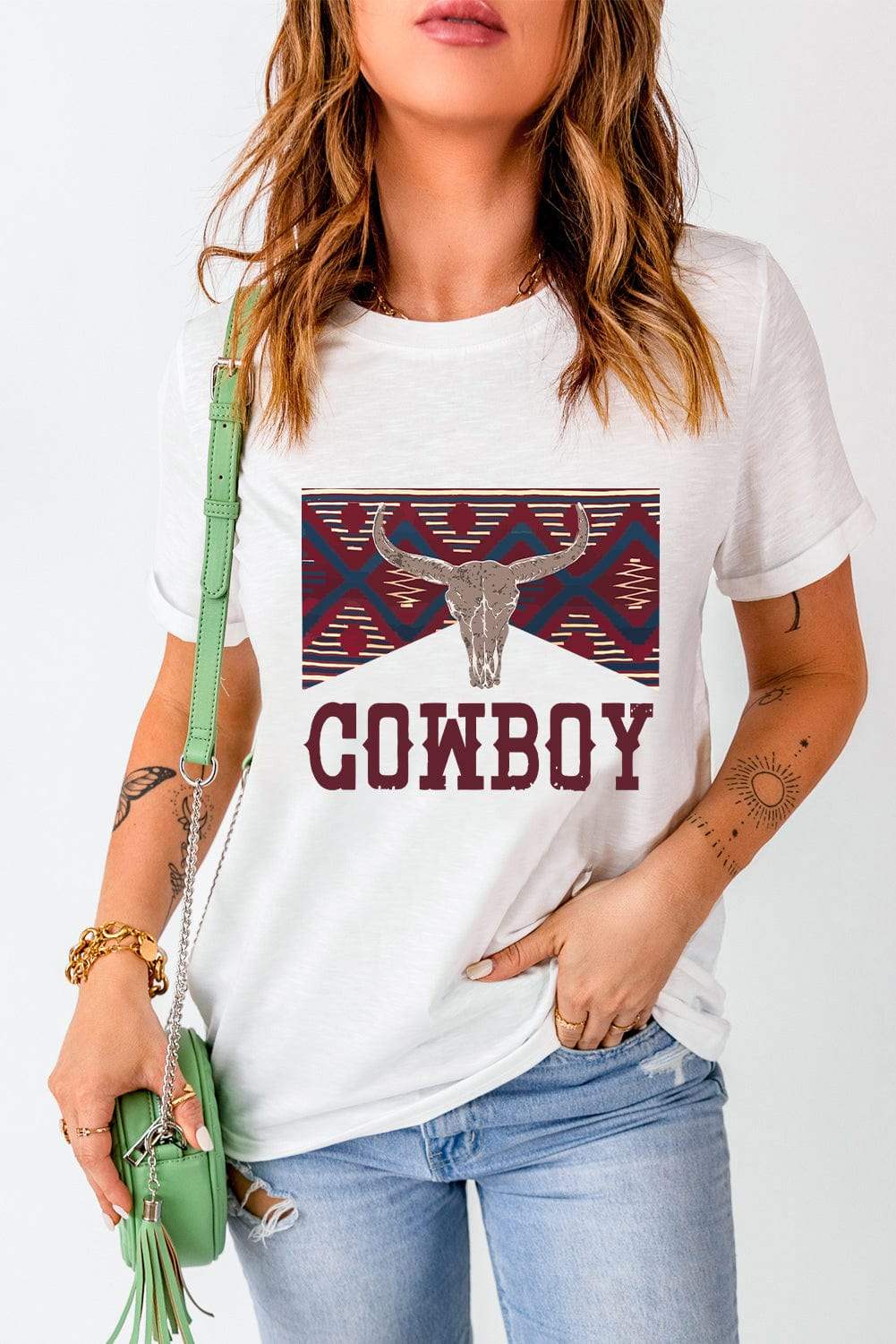 Graphic Round Neck Short Sleeve T-Shirt - Trendsi - Flyclothing LLC