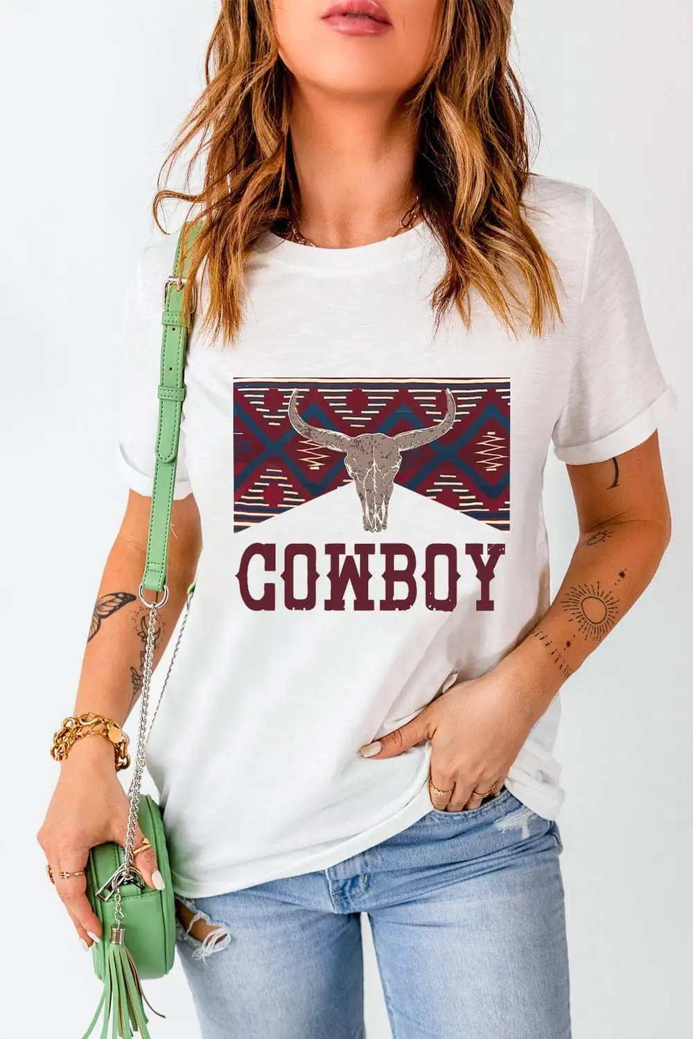 Graphic Round Neck Short Sleeve T-Shirt - Trendsi - Flyclothing LLC