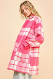 Davi & Dani Plaid Open Front Drop Shoulder Longline Coat - Trendsi