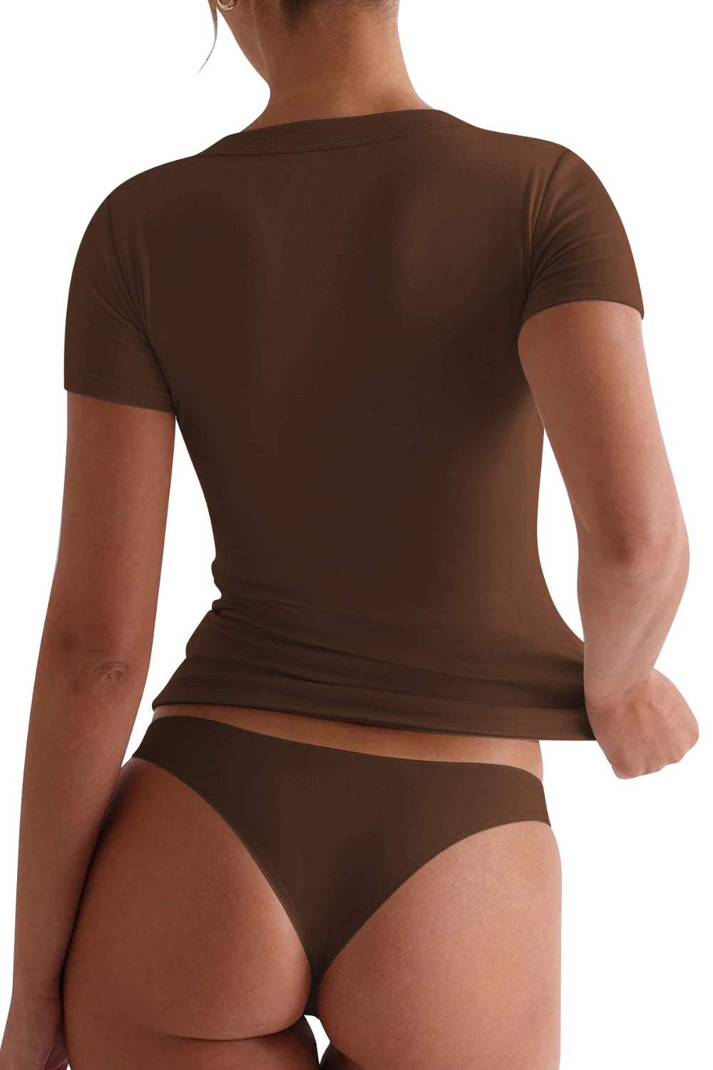 Lovelet Scoop Neck Short Sleeve T-Shirt - Trendsi - Flyclothing LLC