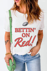 Letter Graphic Round Neck Short Sleeve T-Shirt - Trendsi - Flyclothing LLC