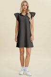 Double Take Full Size Ruffled V-Neck Cap Sleeve Dress - Trendsi - Flyclothing LLC