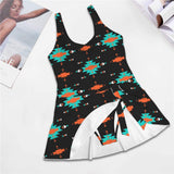 Baha Ranch Turquoise Orange Aztec Skirted Swimsuit - Baha Ranch Western Wear - Flyclothing LLC