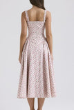Floral Square Neck Wide Strap Midi Dress - Trendsi