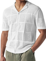 Men's Button Down Checkered Eyelet Shirt - Trendsi - Flyclothing LLC