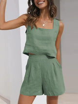 Square Neck Tank and Shorts Set - Trendsi - Flyclothing LLC