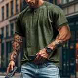 Men's Full Size Round Neck Short Sleeve T-Shirt Plus Size - Trendsi