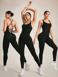 Crisscross Back Sleeveless Active Jumpsuit - Trendsi - Flyclothing LLC