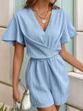 Tied V-Neck Short Sleeve Romper Trendsi