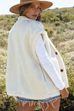 Fuzzy Mock Neck Button Up Vest Coat - Trendsi