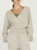 Surplice Long Sleeve Sweatshirt - Trendsi
