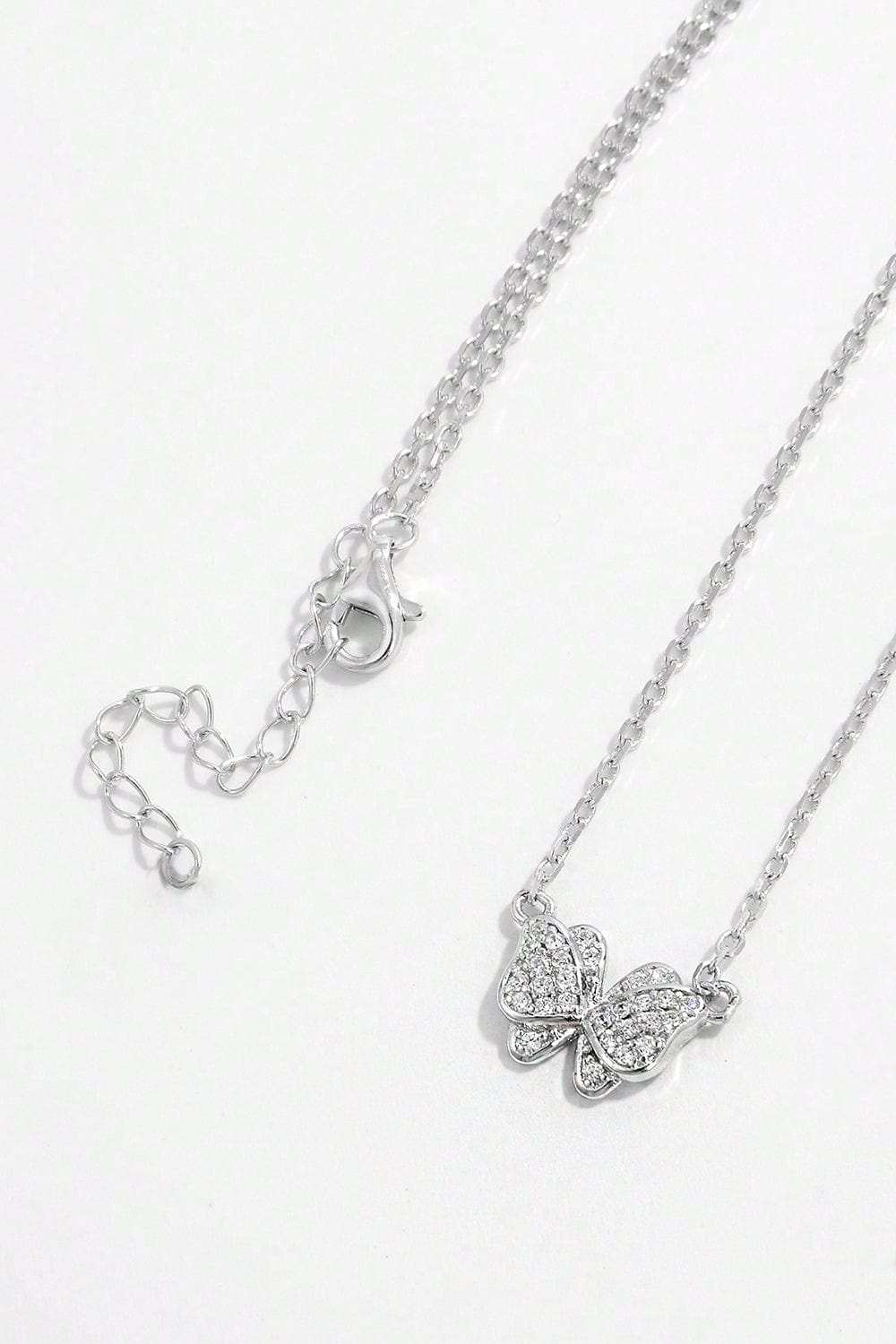 925 Sterling Silver Zircon Butterfly Pendant Necklace - Trendsi - Flyclothing LLC