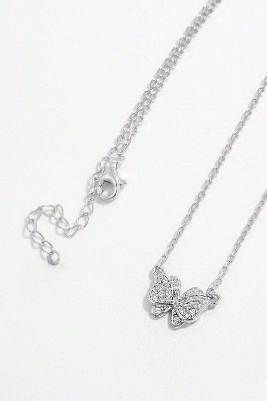 925 Sterling Silver Zircon Butterfly Pendant Necklace - Trendsi - Flyclothing LLC