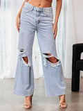 Distressed Wide Leg Jeans with Pockets - Trendsi
