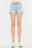 Kancan High Rise Repaired Mom Denim Shorts - Trendsi - Flyclothing LLC
